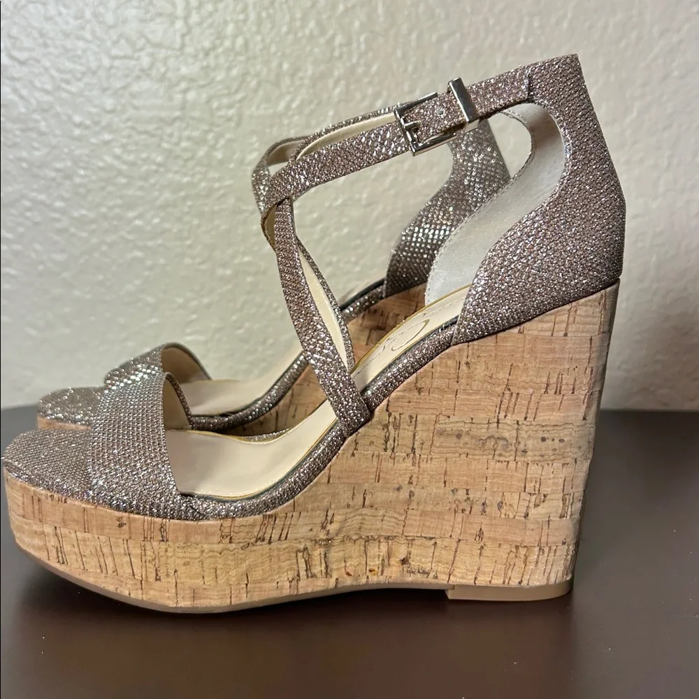 NEW Jessica Simpson Wedge Sandals – Glitter – Size 5.5 – New